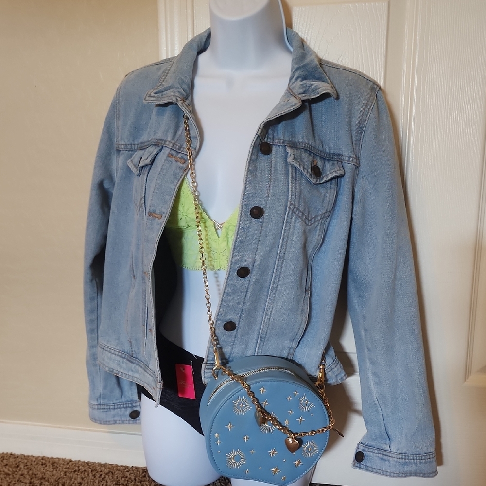 Sky and Sparrow Blue Cropped Jean Jacket